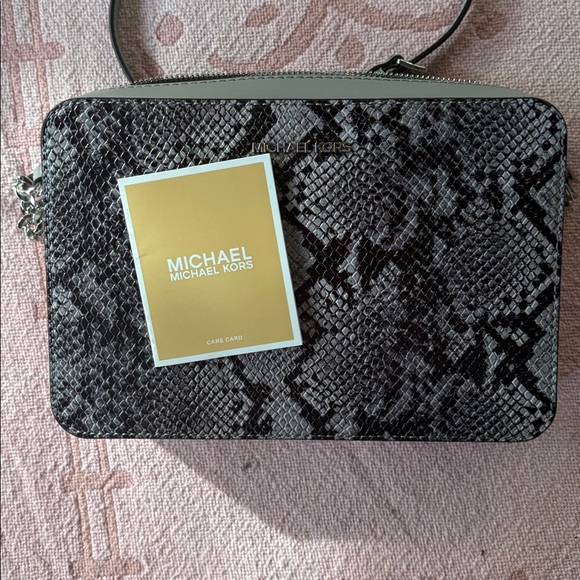 Michael Kors Black and Gray Snake Print Crossbody Bag - Picture 6 of 8